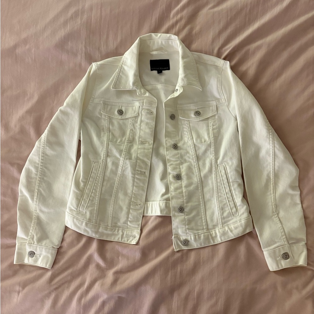 Banana Republic White Jean Jacket Cropped Denim